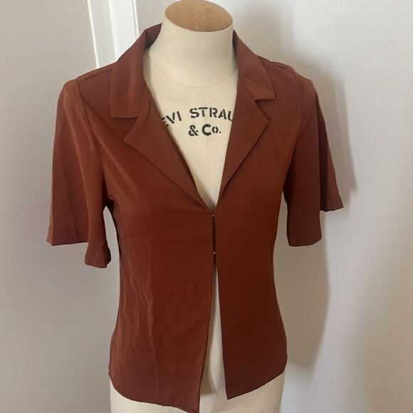 Abercrombie & Fitch Satin Hook Eye Shirt in Brown - Picture 4 of 7